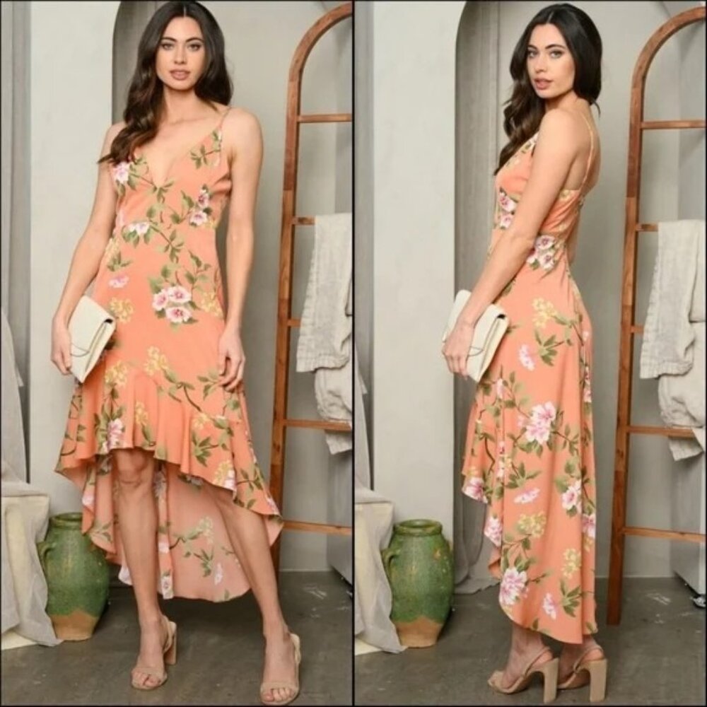 Ambition NWT Peach High Low dress size S